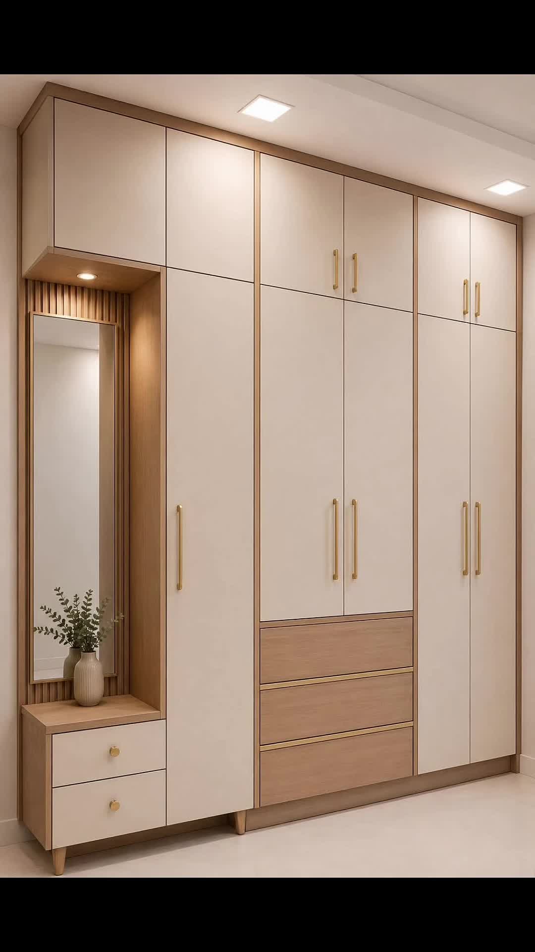 Modern Built-In Wardrobe with Integrated Mirror and Drawer Storage