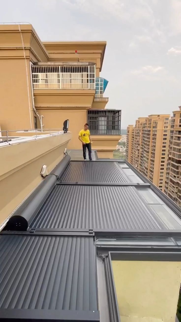 Modern Sliding Roof System on Urban Apartment Balcony
