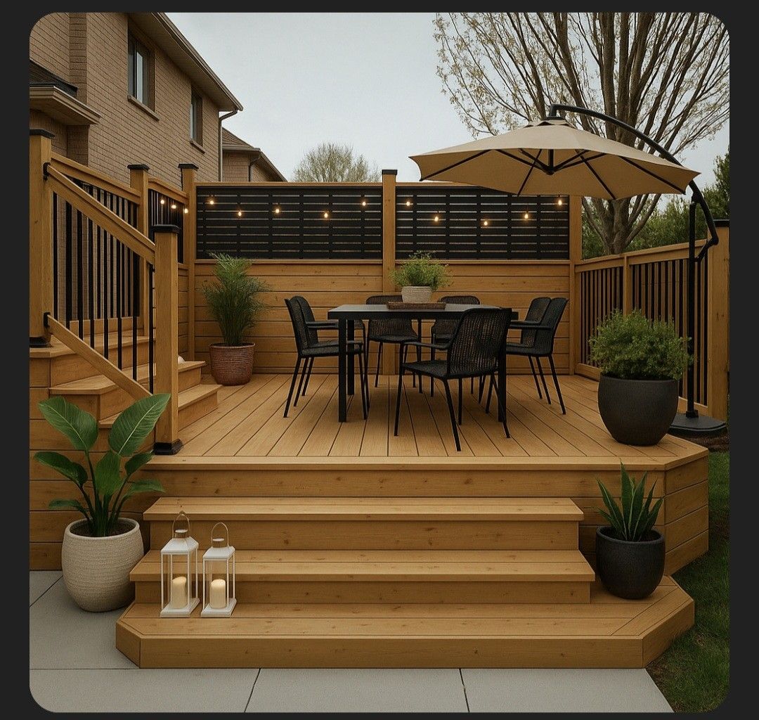Modern Wooden Deck with Outdoor Dining Area
