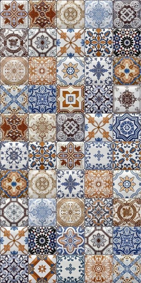 Eclectic Patterned Ceramic Tile Wall