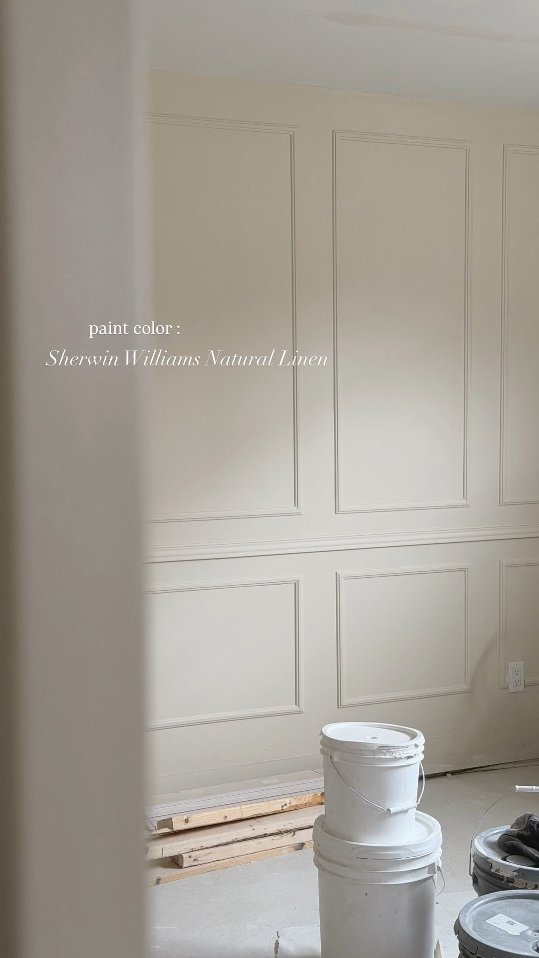 Sherwin Williams Natural Linen Painted Wall with Classic Panel Molding