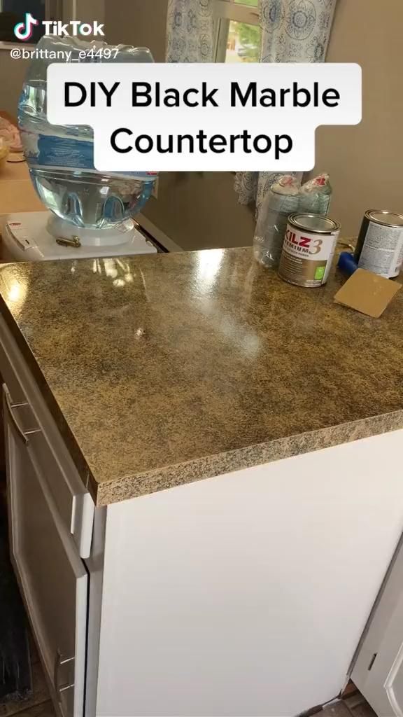 DIY Black Marble Kitchen Countertop Transformation