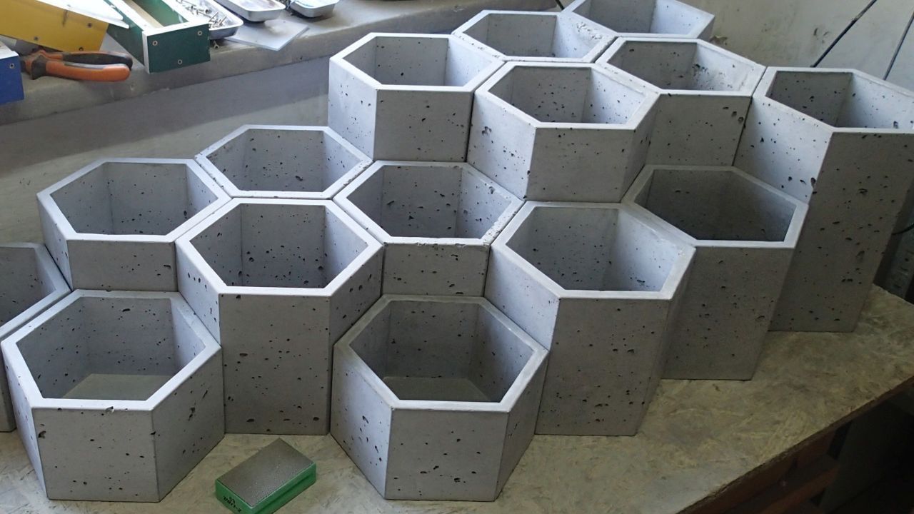 Hexagonal Concrete Planters with Modern Minimalist Design