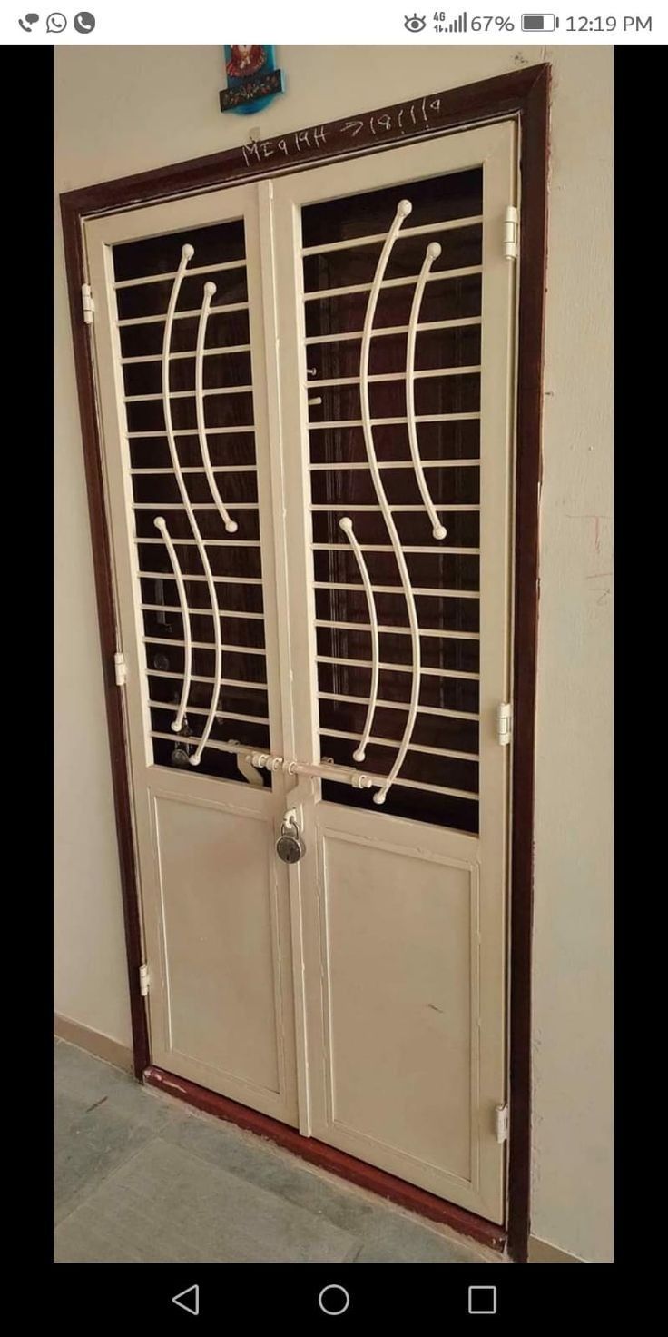 Double-Layered Steel Security Door With Cream Finish for Entryway